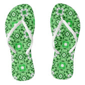 Floral Moroccan Tile, Emerald en Lime Green Teenslippers (Voetbed)