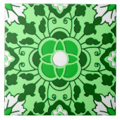 Floral Moroccan Tile, Emerald en Lime Green Tegeltje (Voorkant)