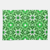 Floral Moroccan Tile, Emerald en Lime Green Theedoek (Horizontaal)