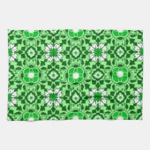 Floral Moroccan Tile, Emerald en Lime Green Theedoek (Horizontaal)