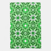 Floral Moroccan Tile, Emerald en Lime Green Theedoek (Verticaal)