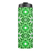 Floral Moroccan Tile, Emerald en Lime Green Thermosbeker (Voorkant)