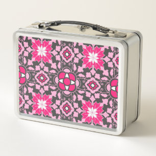 Floral Moroccan Tile, Fuchsia Pink & Grey / Grey