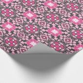 Floral Moroccan Tile, Fuchsia Pink & Grey / Grey Cadeaupapier (Hoek)