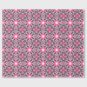 Floral Moroccan Tile, Fuchsia Pink & Grey / Grey Cadeaupapier (Vlak)