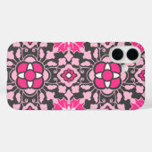 Floral Moroccan Tile, Fuchsia Pink & Grey / Grey Case-Mate iPhone Case (Achterkant (horizontaal))