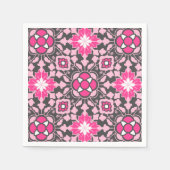 Floral Moroccan Tile, Fuchsia Pink & Grey / Grey Servetten (Voorkant)