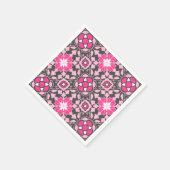 Floral Moroccan Tile, Fuchsia Pink & Grey / Grey Servetten (Hoek)