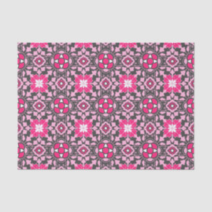 Floral Moroccan Tile, Fuchsia Pink & Grey / Grey Tissuepapier