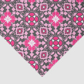 Floral Moroccan Tile, Fuchsia Pink & Grey / Grey Tissuepapier (Detail)