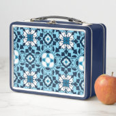 Floral Moroccan Tile, Indigo, Sky Blue en White (In situ)