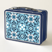 Floral Moroccan Tile, Indigo, Sky Blue en White (Achterkant)