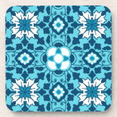 Floral Moroccan Tile, Indigo, Sky Blue en White Bier Onderzetter (Voorkant)