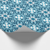 Floral Moroccan Tile, Indigo, Sky Blue en White Cadeaupapier (Hoek)