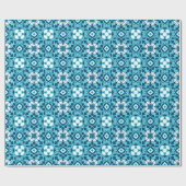Floral Moroccan Tile, Indigo, Sky Blue en White Cadeaupapier (Vlak)