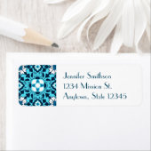 Floral Moroccan Tile, Indigo, Sky Blue en White Etiket (Insitu)