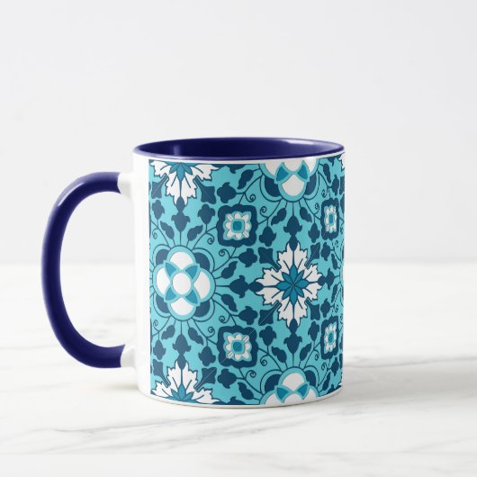 Floral Moroccan Tile, Indigo, Sky Blue en White M Mok (Links)