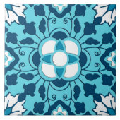 Floral Moroccan Tile, Indigo, Sky Blue en White Tegeltje (Voorkant)