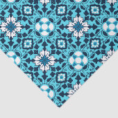 Floral Moroccan Tile, Indigo, Sky Blue en White Tissuepapier (Detail)