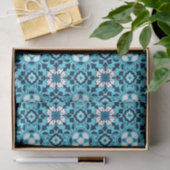 Floral Moroccan Tile, Indigo, Sky Blue en White Tissuepapier (Geschenk)
