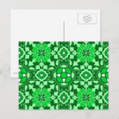 Floral Moroccan Tile, Light and Dark Jade Green Briefkaart (Voorkant / Achterkant)