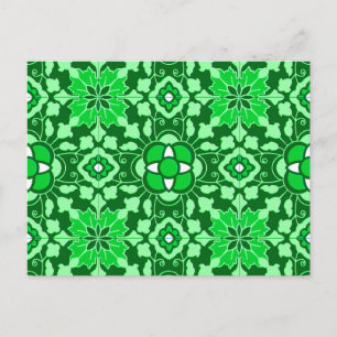 Floral Moroccan Tile, Light and Dark Jade Green Briefkaart