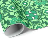 Floral Moroccan Tile, Light and Dark Jade Green Cadeaupapier (Rol Hoek)