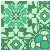 Floral Moroccan Tile, Light and Dark Jade Green Stof (Close Up)