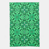Floral Moroccan Tile, Light and Dark Jade Green Theedoek (Verticaal)