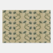 Floral Morris Blue Brown  Flowers Patronen Inpakpapier Vel (Voorkant)