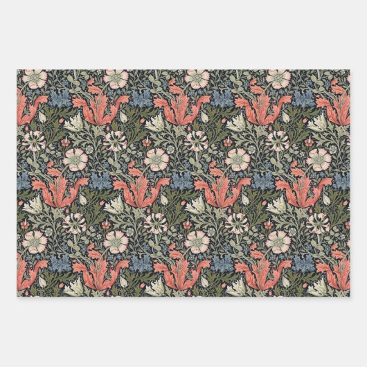  Floral Morris Pattern Compton Iris Flower Inpakpapier Vel (Voorkant)