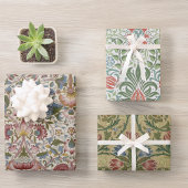 Floral Morris Pattern Red & Blue Flowers Inpakpapier Vel