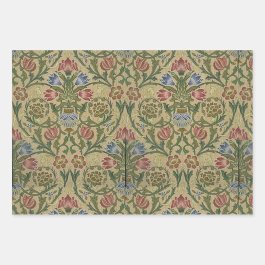 Floral Morris Pattern Red & Blue Flowers  Inpakpapier Vel (Voorkant 3)