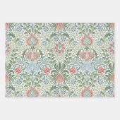 Floral Morris Pattern Red & Blue Flowers Inpakpapier Vel (Voorkant 2)