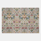 Floral Morris Pattern Red & Blue Flowers Inpakpapier Vel (Voorkant)