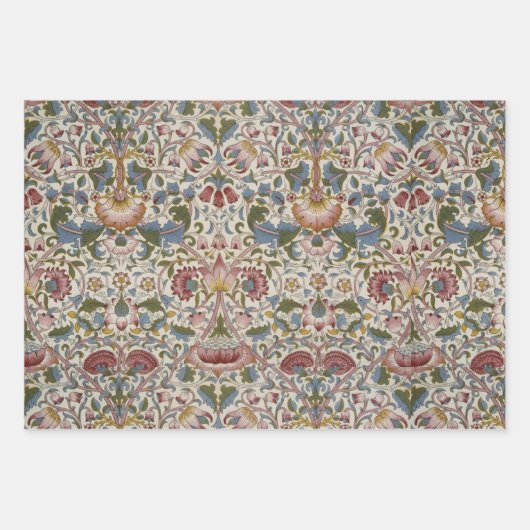 Floral Morris Pattern Red & Blue Flowers Inpakpapier Vel (Voorkant)