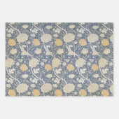 Floral  Morris Pattern Red Flowers Blue Inpakpapier Vel (Voorkant 2)