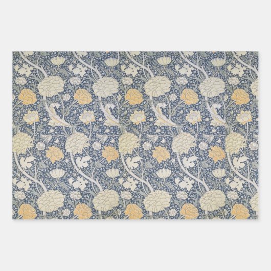 Floral  Morris Pattern Red Flowers Blue Inpakpapier Vel (Voorkant 2)