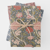 Floral  Morris Pattern Red Flowers Blue Inpakpapier Vel (In situ)