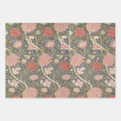 Floral  Morris Pattern Red Flowers Blue Inpakpapier Vel (Voorkant)