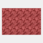 Floral  Morris Pattern Red Sepia Green Inpakpapier Vel (Voorkant)