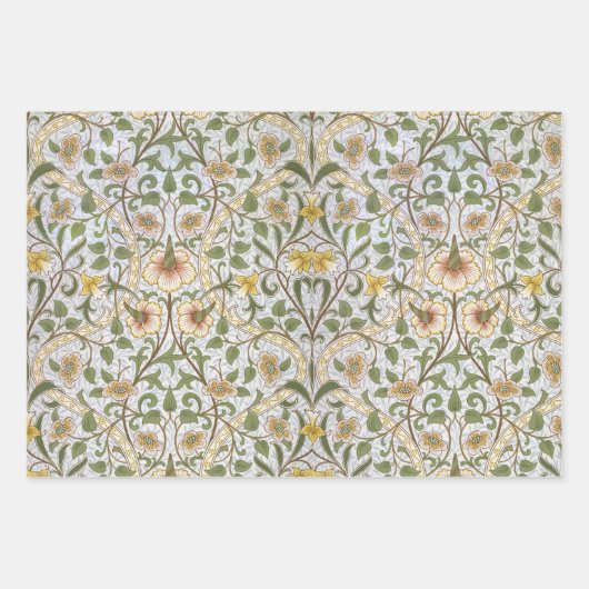 Floral  Morris Pattern Wreath Daffodil Inpakpapier Vel (Voorkant 3)