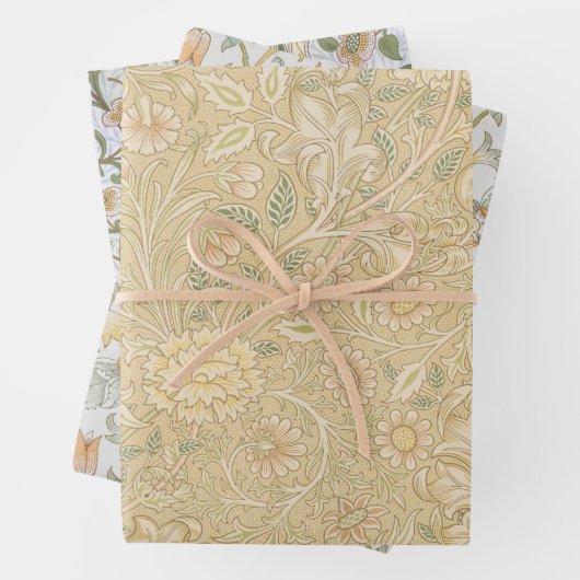 Floral Morris Pattern Wreath Daffodil Inpakpapier Vel (In situ)