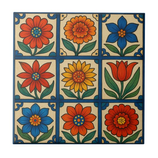 Floral Mosaic Tegeltje (Voorkant)