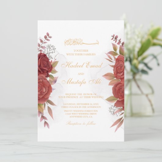 Floral-moslimbruiloft Kaart (Staand voorkant)