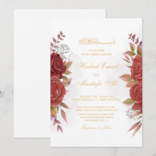 Floral-moslimbruiloft Kaart (Voorkant / Achterkant)