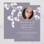 Floral Motif Celebration of Life Photo Kaart (Voorkant / Achterkant)