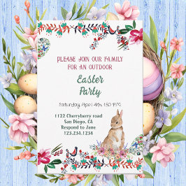 Floral Motif Egg Waterverf Greenery Easter Bunny Kaart