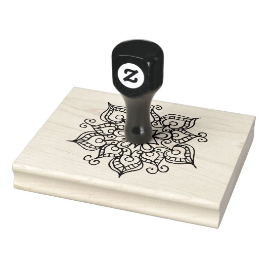 Floral Motif, Handtekening Rubber Stempel 4 x 5 in (Stempel)
