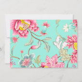 Floral Motif in Pink en Aqua Birthday Kaart (Achterkant)